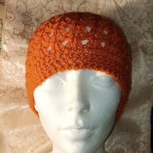 Handmade Crochet Burnt Orange Beanie Hat
